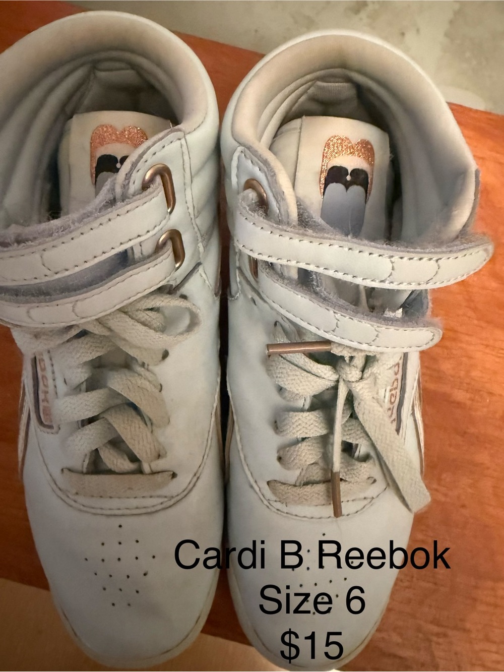 Reebok White Sneakers with Rose Gold Accents